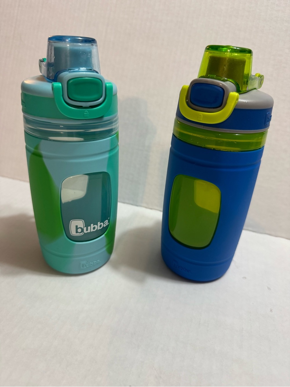 Bubba Kids Water Bottles Lot of 2 Flip Top Blue Green Teal Reusable